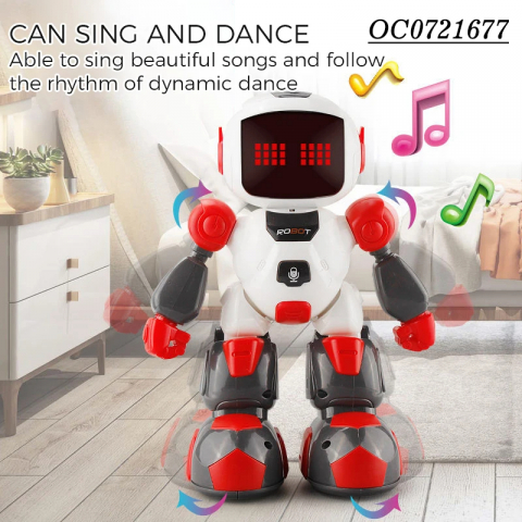 Robot inteligent cu telecomanda sub forma de ceas, dansator, alb/Rosu, 27 cm [4]