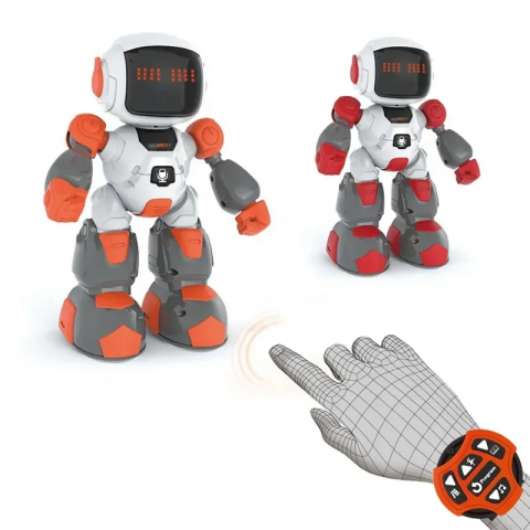 Robot inteligent cu telecomanda sub forma de ceas, dansator, alb/Rosu, 27 cm [2]