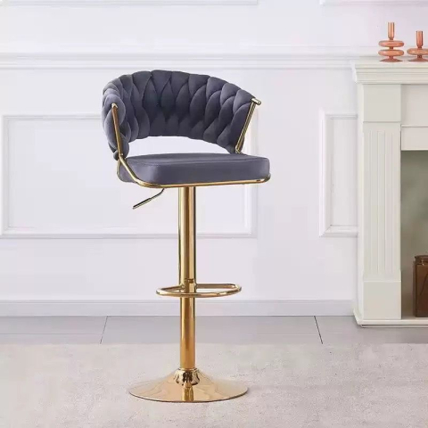 Scaune saloane - Scaun bar reglabil pe înălțime, rotativ, suport picioare, catifea,