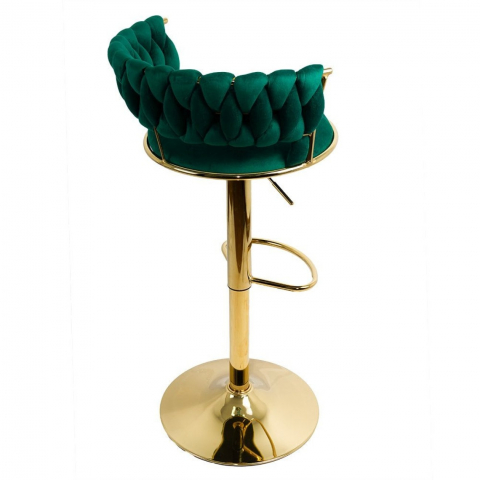Scaun de bar din catifea cu bază aurie-verde [2]