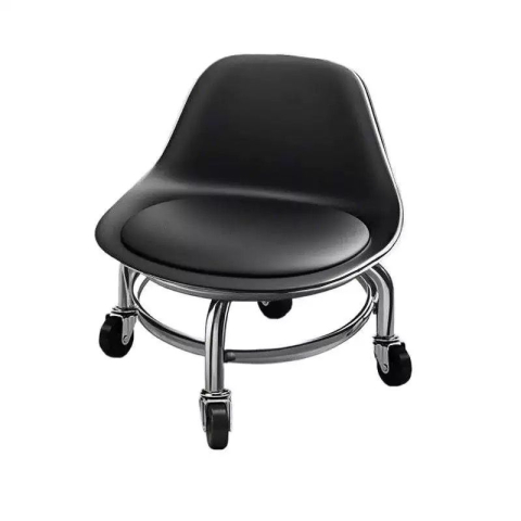 Manichiura / Echipamente Salon - Scaun de Pedichiura cu Spatar pe Role , Rotire 360 - Black