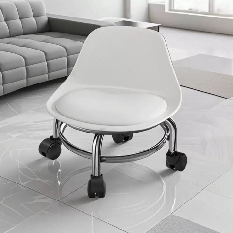 Scaun de Pedichiura cu Spatar pe Role , Rotire 360, White [1]