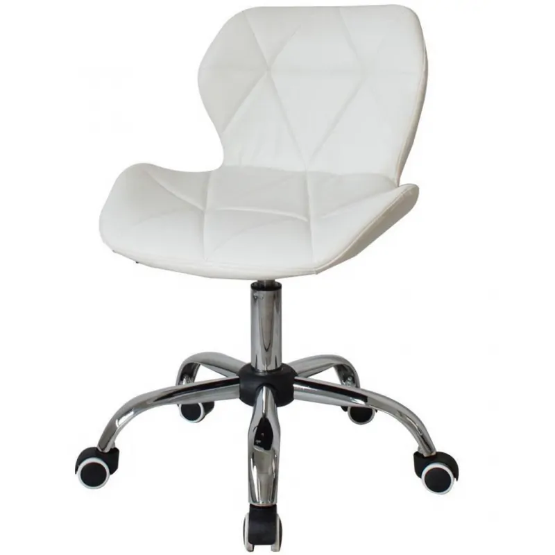 Scaune saloane - Scaun Frizerie Coafor , Reglabil pe Inaltime, Piele Ecologica alb