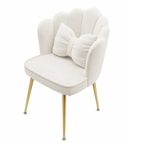 Manichiura / Echipamente Salon - Scaun Salon - Harmony White Living cu picioare aurii