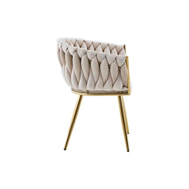 Scaun tapitat culoare ivory cu picioare aurii living , salon [2]