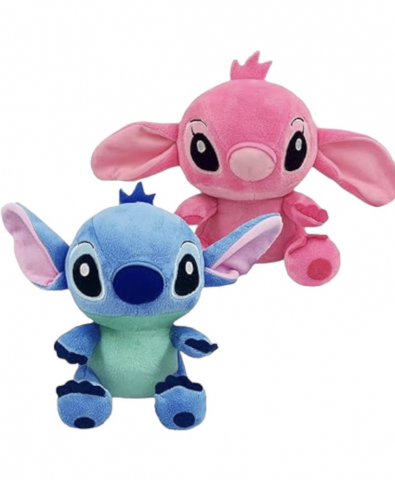Jucarie de plus - Set 2 Jucarii de Plus, Lilo & Stitch, 28 cm, Albastru/Roz