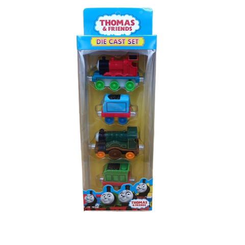 Set 2 locomotive si 2 vagoane metalice, Thomas and Friends, Metal, 8 cm, Multicolor - xStoc [1]