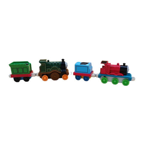 Set 2 locomotive si 2 vagoane metalice, Thomas and Friends, Metal, 8 cm, Multicolor - xStoc [2]