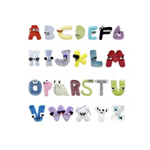 Jucarie de plus - Set 26 Litere de plus, tip breloc, multicolor, 9 cm