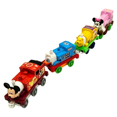 Set 4 locomotive metalice cu magnet, Cartoon Train, Metal, 8 cm, Multicolor - xStoc [3]