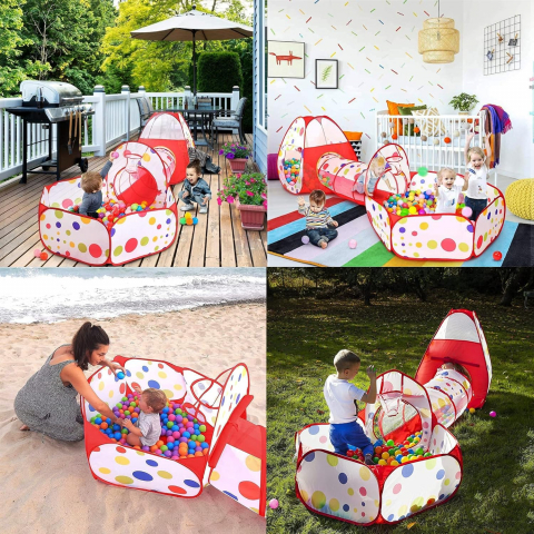 Set cort de joaca pentru copii 3 in 1 Buble cort, tarc si tunel [4]