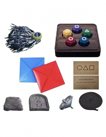 Jucari copii - Set de 5 jocuri Coreene, Gong-hi, squid game, Gonggi, Paeng-y, Ddakji, Biseokchigi, Jebi Kicks, jocul calamarului