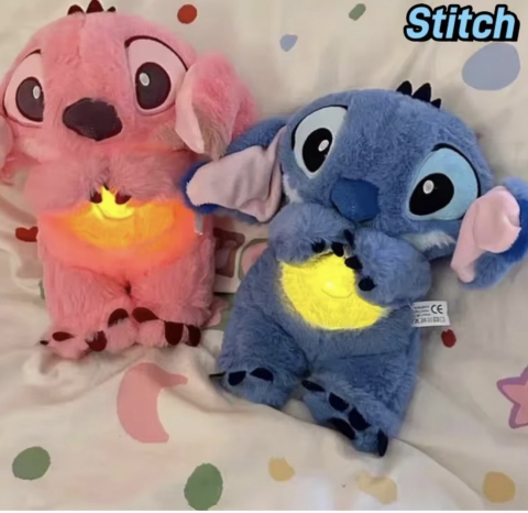 Jucarie de plus - Set Jucarie de Plus Interactiva Stitch si Angel care Respira – 30 cm
