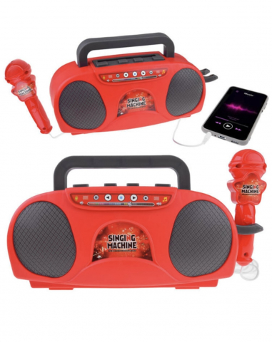 Set karaoke, Ramiz, Plastic, In forma de radio, Cu difuzor si microfon, Rosu [1]