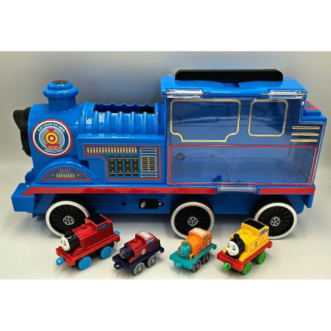 Set Locomotiva mare, tip Thomas & Friends si 4 locomotive mici 8 cm, Multicolor, 36 cm -xStoc [1]