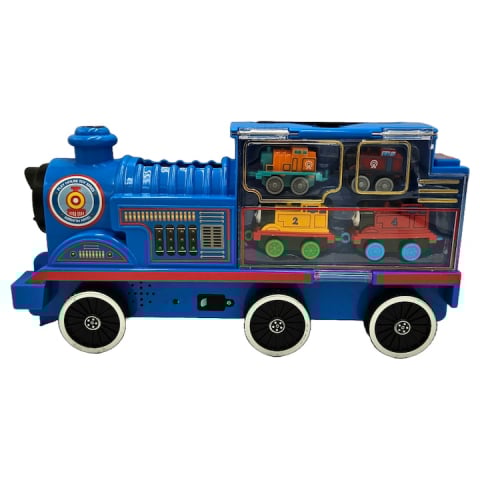 Jucari copii - Set Locomotiva mare, tip Thomas & Friends si 4 locomotive mici 8 cm, Multicolor, 36 cm -xStoc