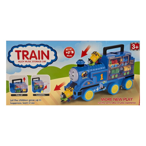 Set Locomotiva mare, tip Thomas & Friends si 4 locomotive mici 8 cm, Multicolor, 36 cm -xStoc [4]