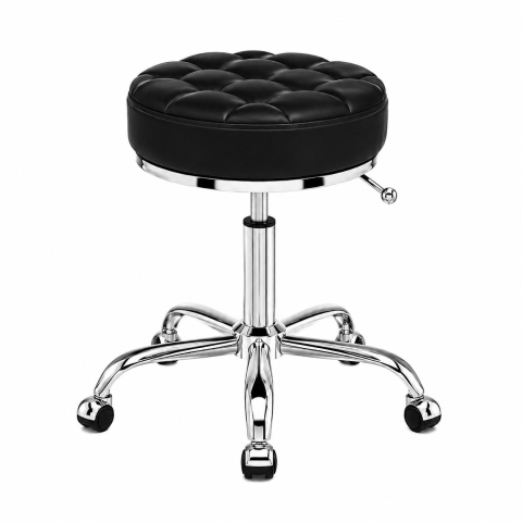 Scaune saloane - Taburet  negru pentru cosmetician – scaun rotund hidraulic