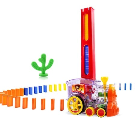 Jucarii - Tren Domino, electric, 50 de piese, cu efecte sonore, Multicolor