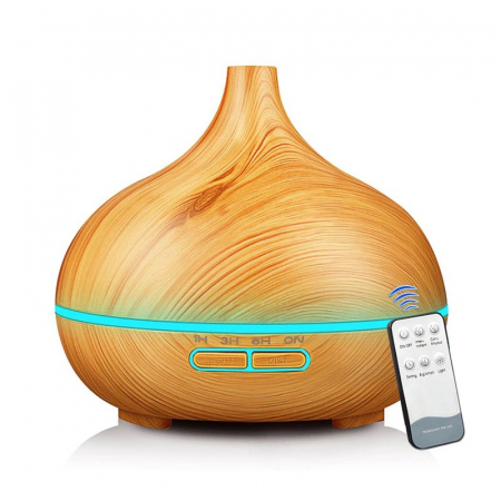 Umidificatoare - Umidificator/Difuzor aromatizator, lemn natur, 7 culori programabil, oprire automata