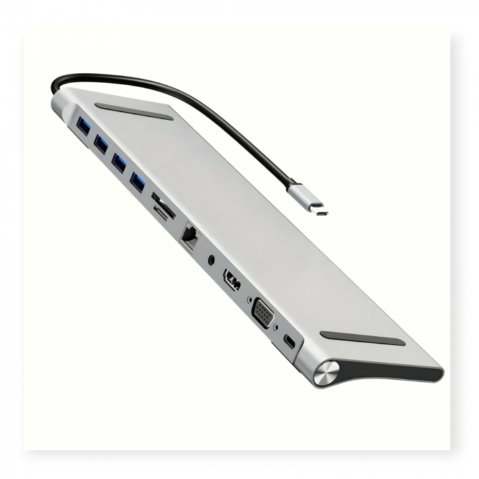 Dock YARCO® 11-in-1 cu Extender 20G CADOU – HDMI 4K, RJ45, USB 3.0, Audio, Card SD, PD 87W, Laptop & MacBook [10]