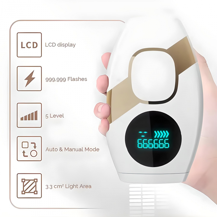 Epilator IPL YARCO Alb – 999.999 impulsuri, ecran LCD, lampă cuarț xenon [3]