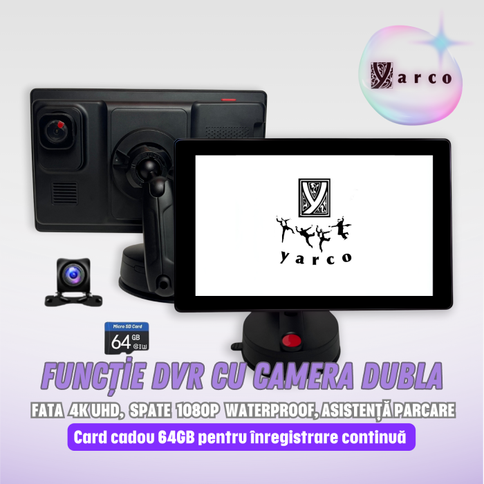Navigație Auto Yarco 8” CarPlay Wireless Android Auto DVR 4K UHD [4]