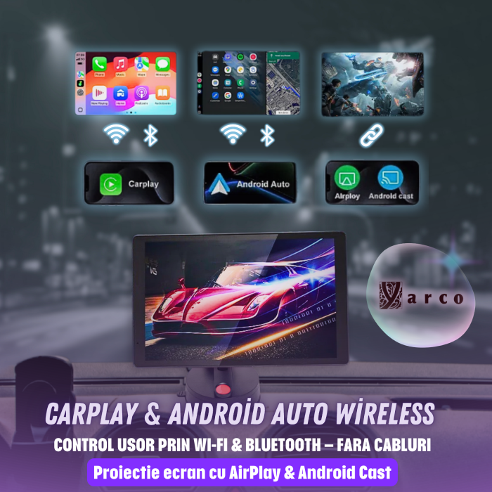 Navigație Auto Yarco 8” CarPlay Wireless Android Auto DVR 4K UHD [9]