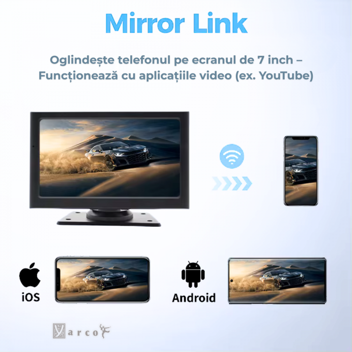 Navigație Auto YARCO 7” CarPlay & Android Auto – 2 Camere 4K/1080, G-Sensor, Light Sense [4]
