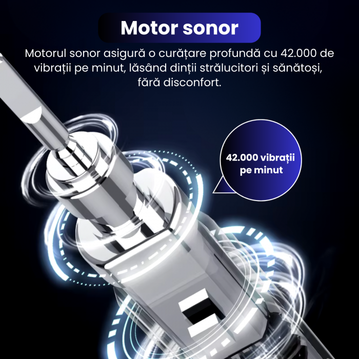 Periuță electrică sonică YARCO Premium albă, 42.000 vibrații/min, 4 programe, 4 intensități, 2000mAh, USB-C, 4 capete DuPont, cutie travel cadou [7]