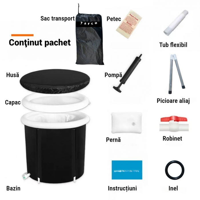 Cada gonflabilă Ice Bath YARCO pentru baie rece și terapie [7]