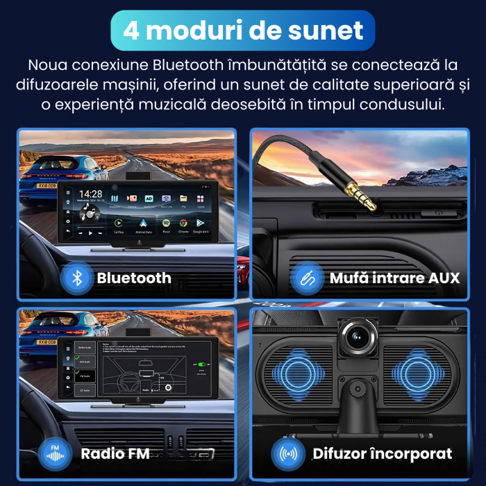 Sistem Navigație Auto YARCO 10.26" | Android 13, 8-Core, 4GB RAM + 64GB Stocare, 4G, Google Play, CarPlay, Android Auto, Camere 1080P, Card 64GB Cadou [6]