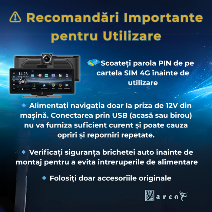 Sistem Navigație Auto YARCO 10.26" | Android 13, 8-Core, 4GB RAM + 64GB Stocare, 4G, Google Play, CarPlay, Android Auto, Camere 1080P, Card 64GB Cadou [8]