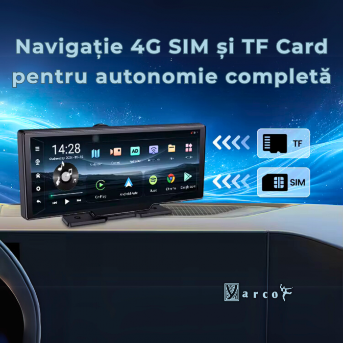 Sistem Navigație Auto YARCO 10.26" | Android 13, 8-Core, 4GB RAM + 64GB Stocare, 4G, Google Play, CarPlay, Android Auto, Camere 1080P, Card 64GB Cadou [2]