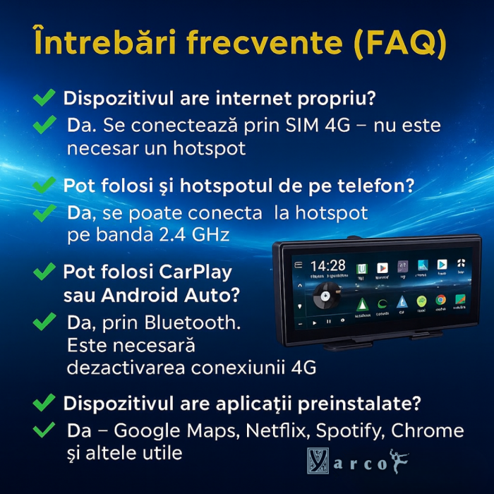 Sistem Navigație Auto YARCO 10.26" | Android 13, 8-Core, 4GB RAM + 64GB Stocare, 4G, Google Play, CarPlay, Android Auto, Camere 1080P, Card 64GB Cadou [10]
