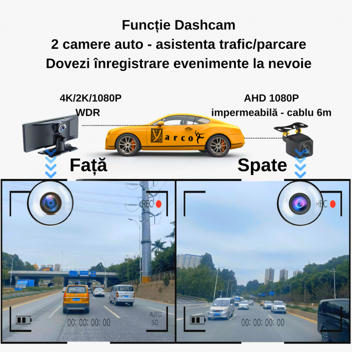 Sistem YARCO cu ecran tactil și funcții CarPlay/Android Auto