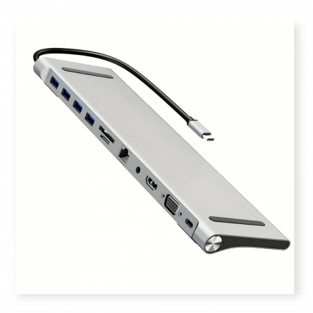 Dock YARCO® 11-in-1 cu Extender 20G CADOU – HDMI 4K, RJ45, USB 3.0, Audio, Card SD, PD 87W, Laptop & MacBook [9]