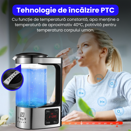 Carafă YARCO 2L pentru apă hidrogenată – Tehnologie PEM și afișaj digital [3]