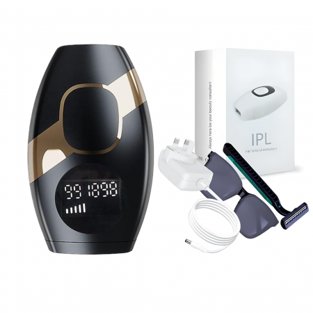 Ingrijire personala - Epilator IPL YARCO® cu Display LCD, 5 trepte intensitate, Lampa cuart xenon, Depilare si Netezire piele, pentru Corp si Fata, Mod Automat si Manual, Femei si Barbati, 999.990 pulsatii, Negru, Aparat d
