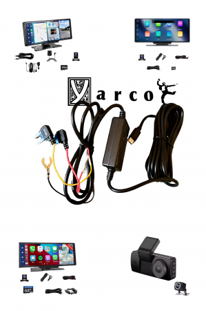 Auto-moto - Kit cabluri Hardwire compatibil cu camerele si navigatiile auto YARCO 4K/2,5K/1080P, monitorizare permanenta, port Tip C drept, limitator tensiune minima