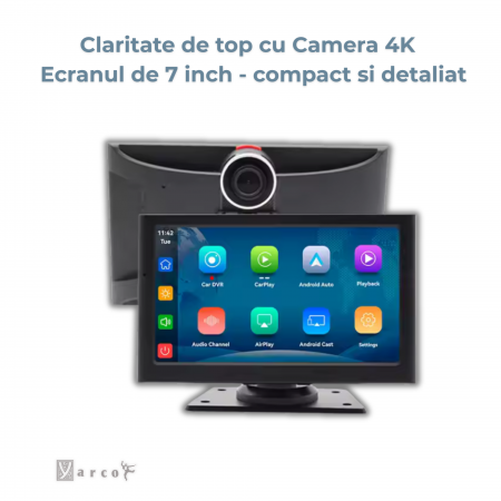 Navigație Auto YARCO 7” CarPlay & Android Auto – 2 Camere 4K/1080, G-Sensor, Light Sense [1]
