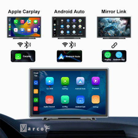 Navigație Auto YARCO 9” cu CarPlay wireless și Android Auto, camere 4K față și 1080P spate [2]