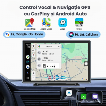 Navigație Auto YARCO 9” cu CarPlay wireless și Android Auto, camere 4K față și 1080P spate [1]