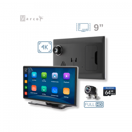 Auto-moto - Navigație Auto YARCO 9” cu CarPlay wireless și Android Auto, camere 4K față și 1080P spate