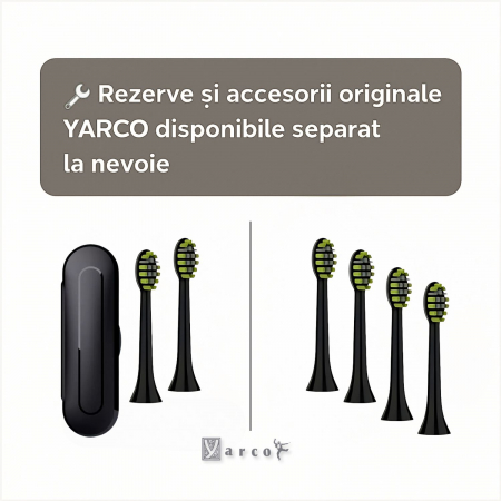 Periuță electrică sonică YARCO Premium, 42.000 vibrații/min, 4 programe, 4 intensități, baterie 2000mAh, încărcare USB-C, 4 capete DuPont + cutie travel cadou [8]