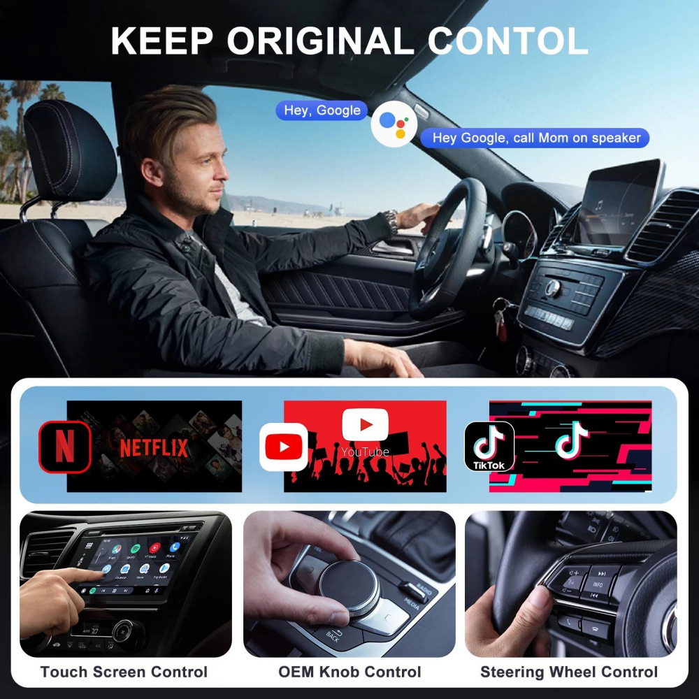 Adaptor android auto wireless, netflix, youtube, tik tok [2]