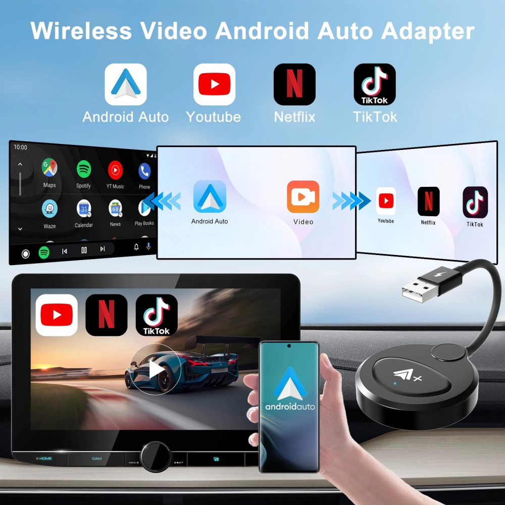 Adaptor android auto wireless, netflix, youtube, tik tok [3]