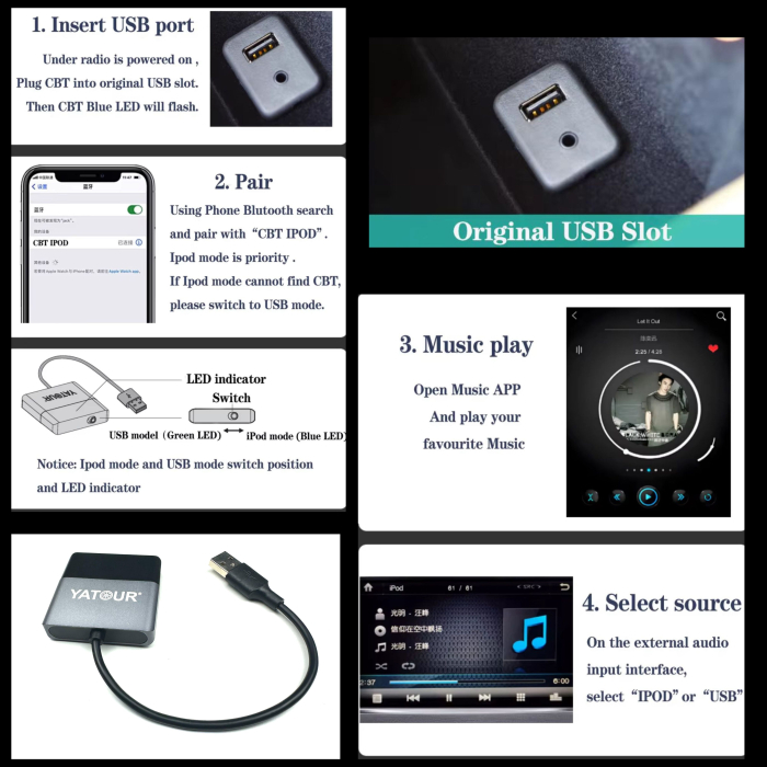 Adaptor Bluetooth USB Yatour CBT pentru Lexus Toyota (2009–2016) [5]