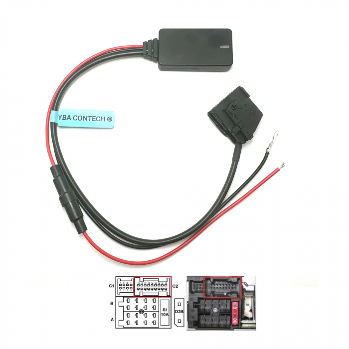 Adaptor Bluetooth AUX 18 pini pentru Mercedes-Benz (W208, W209, W210) – COMAND 1999–2006, 12V [1]