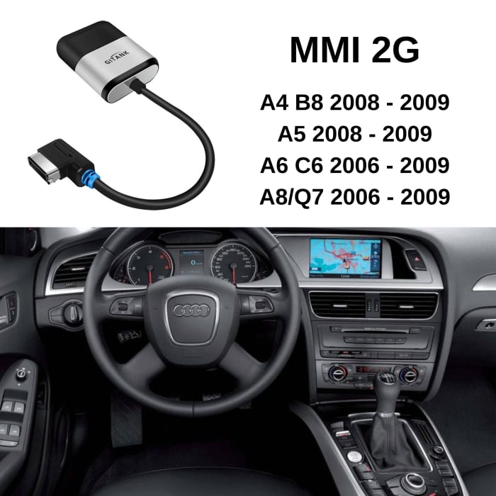 Adaptor Bluetooth GITANK 300 2G pentru Audi A4, A5, A6 A8, Q7 (2006–2009) cu interfață AMI, MMI 2G [2]